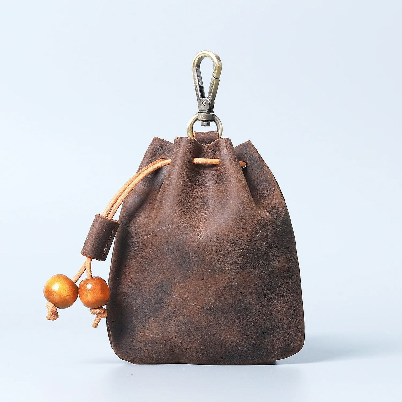 Brown Leather Pouch with Belt Clip - Storage Bag