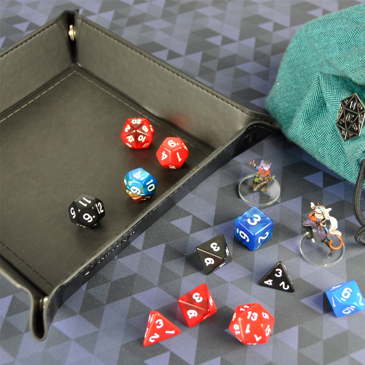 Purple & Black PU Leather - Square Hard Dice Tray