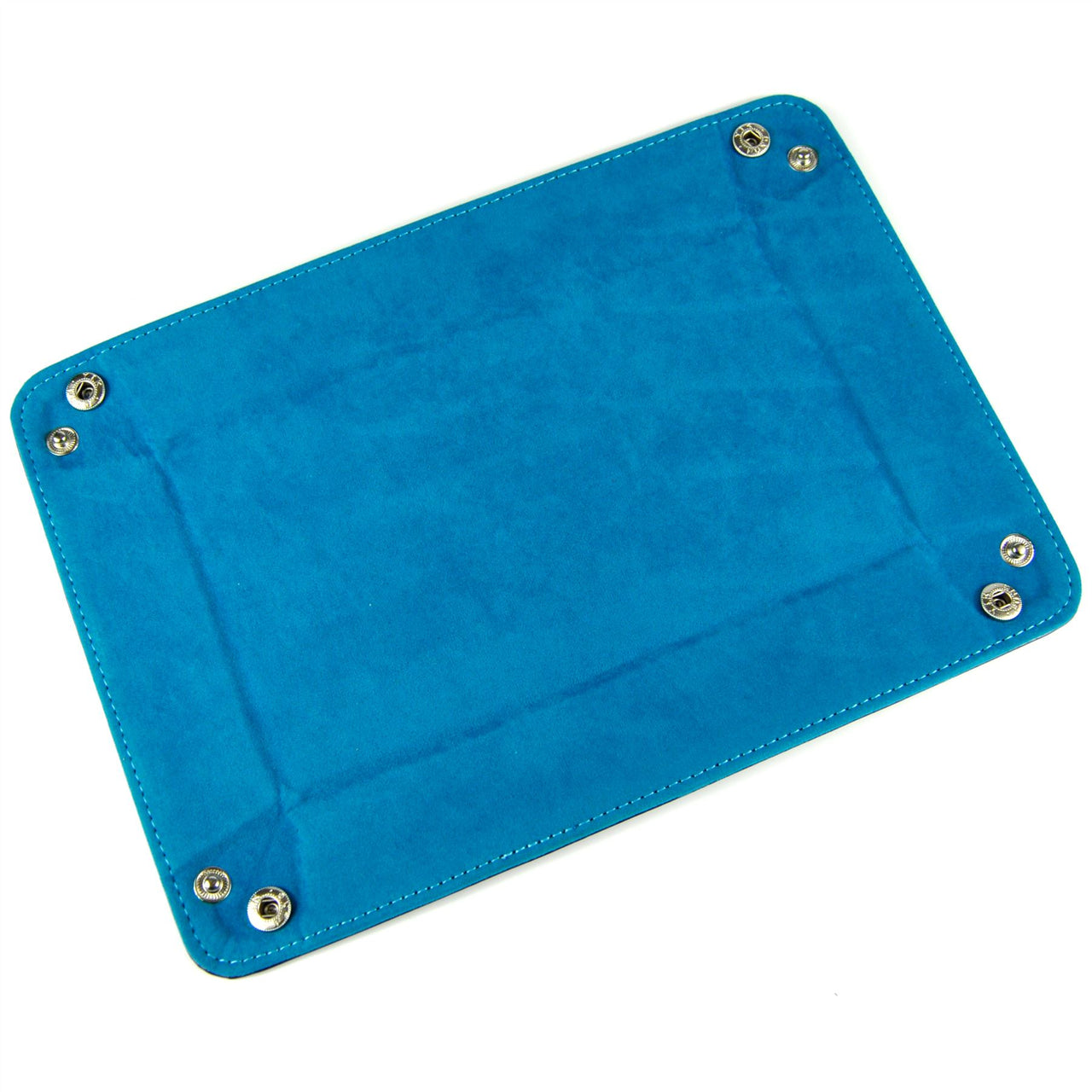 Blue Velvet & Blue PU Leather - Rectangle Hard Dice Tray