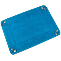 Thumbnail for Blue Velvet & Blue PU Leather - Rectangle Hard Dice Tray