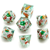 Thumbnail for Eye Ball in Green & Clear Liquid Filled Sharp Resin - 7pcs RPG Dice Set