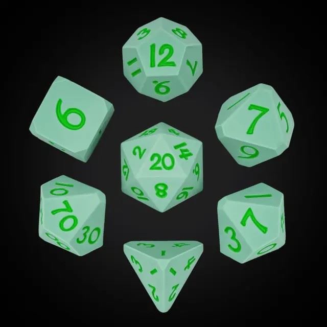 Green on Solid Green Silicone - 7pcs RPG Full Dice Set