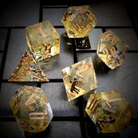 Thumbnail for Spider in Clear & Yellow Filled Sharp Resin - 7pcs RPG Dice Set