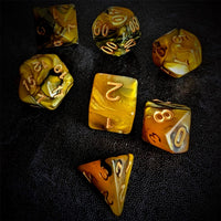 Thumbnail for Blend of Black & Gold Acrylic - 7pcs RPG Full Dice Set Scatter