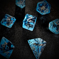 Thumbnail for Helm in Clear & Blue Resin - 7pcs RPG Full Dice Set