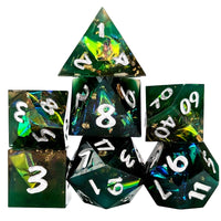 Thumbnail for Candy in Green & Black Sharp Resin - 7pcs RPG Dice Set