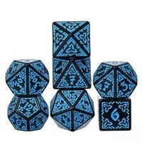 Thumbnail for Blue Celtic Knot on Black Acrylic - 7pcs RPG Full Dice Set