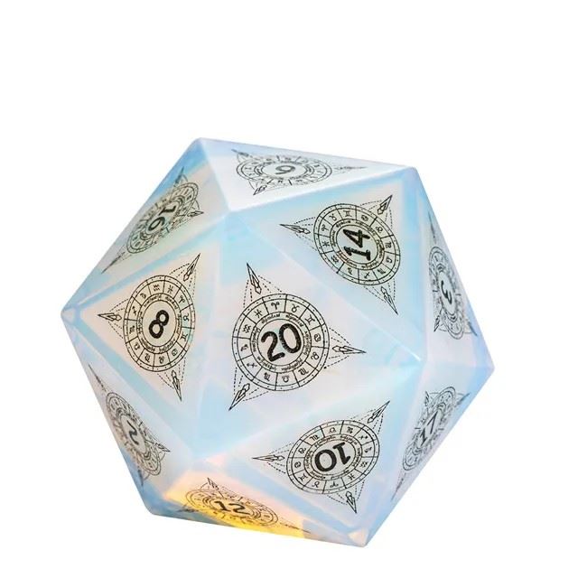 Astrology on Opalite Gemstone - D20 RPG Dice