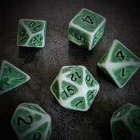 Thumbnail for Washed Green on White Acrylic - 7pcs RPG Full Dice Set Scatter