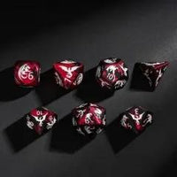 Thumbnail for 7pcs Dice Metal Aluminium White Font Dragon Red Black