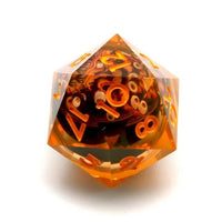 Thumbnail for Orange Beholder in Clear & Orange Liquid Sharp Resin - D20 RPG Dice