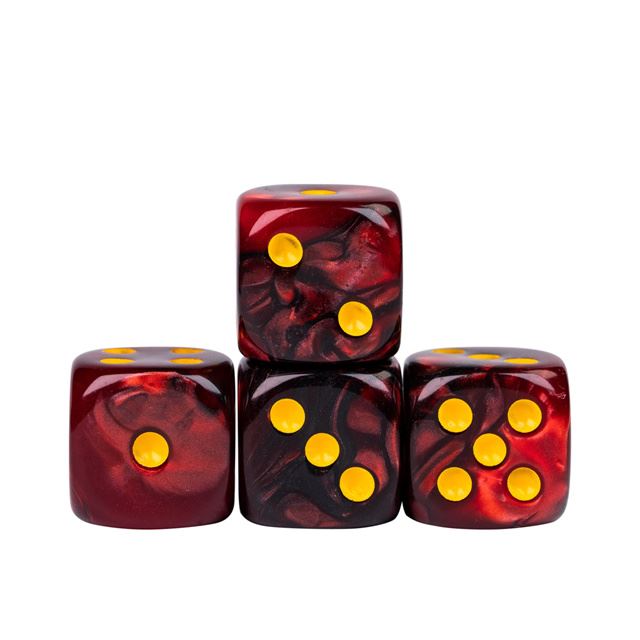 12mm Red & Black Acrylic - 10pcs D6 RPG Dice Set