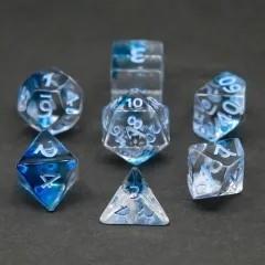 7pcs Dice Acrylic Clear Blue Font Blue