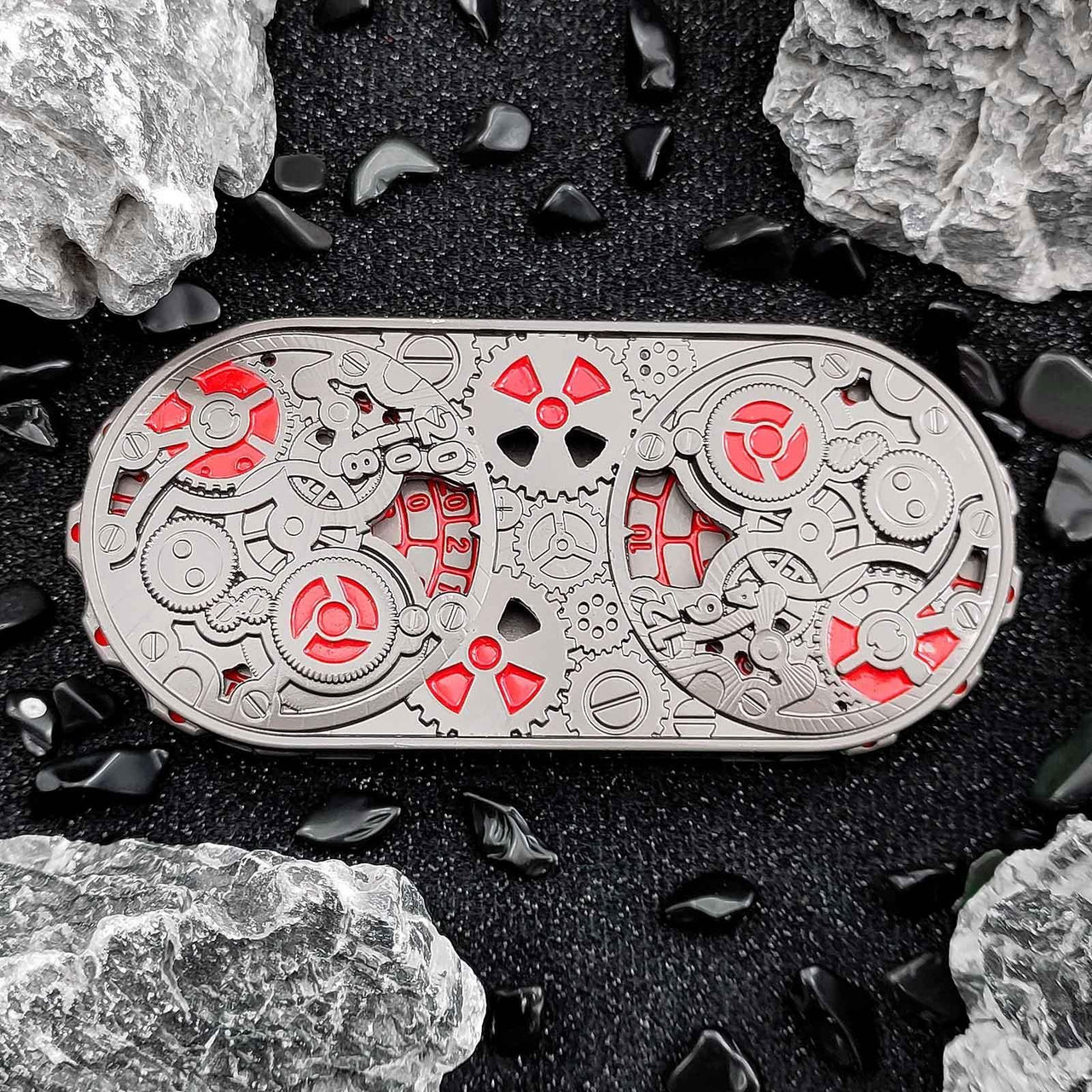 Dice Metal Spinner Nuclear Double Red Font Nickel