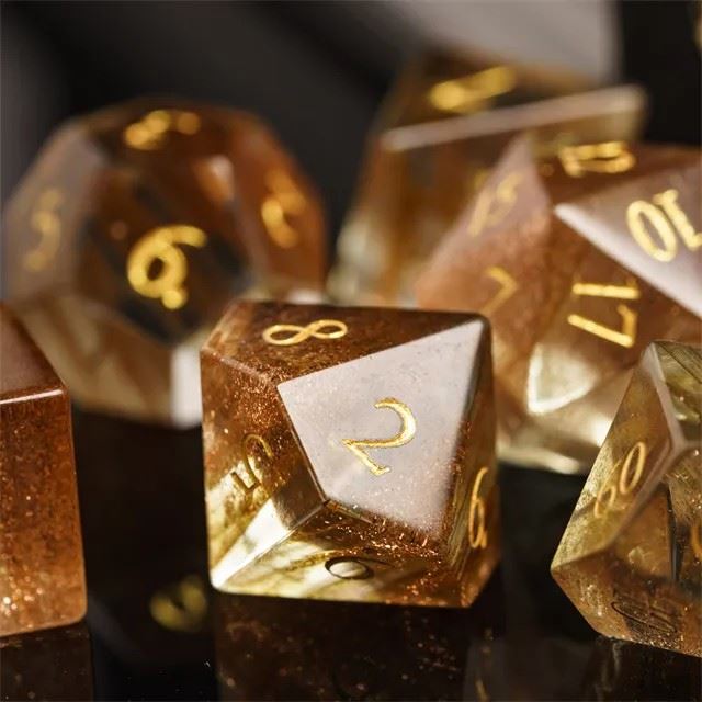 Glitter Clear Glass - 7pcs RPG Dice Set