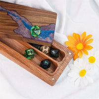 Thumbnail for Purple & Blue Resin on Black Walnut Wood - Magnetic Dice Storage