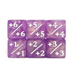 6pcs D6 16mm Dice Acrylic Counter White Font Pink Purple