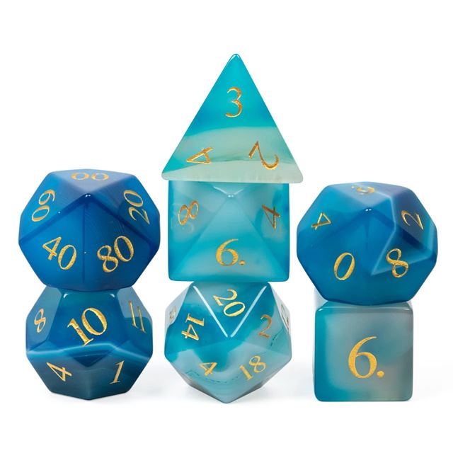 Blue Agate Gemstone - 7pcs RPG Dice Set