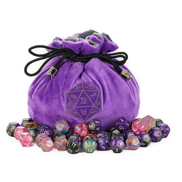 Purple Bag with Compartments - Soft Dice Storage