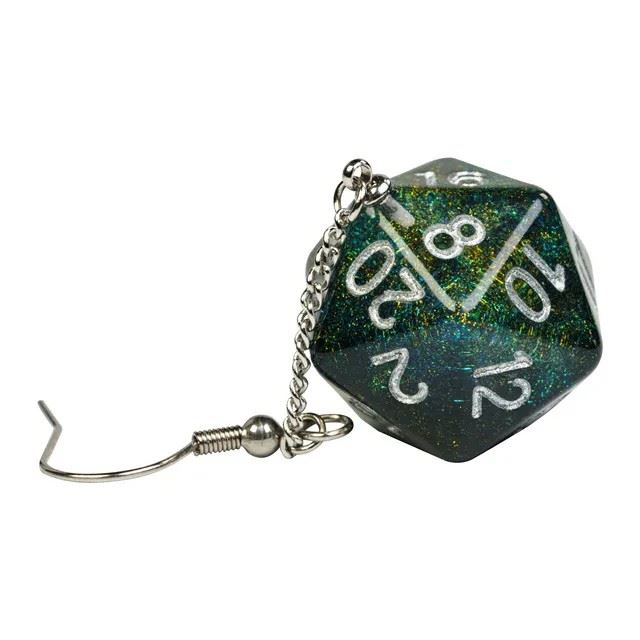 Black Clear Resin Layered - D20 Earings