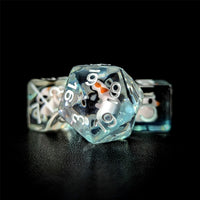 Thumbnail for Duck in Clear & Blue Resin - 7pcs RPG Full Dice Set