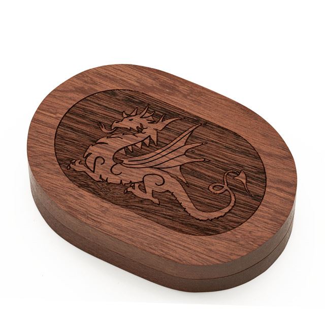 Dragon on Sapele Wood -  Hinged Dice Storage