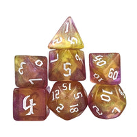 Thumbnail for Glitter in Yellow & Pink Acrylic - 7pcs RPG Full Dice Set White Stack