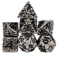 Thumbnail for 7pcs RPG Dice Set - Black Wash over Silver Metal Brains