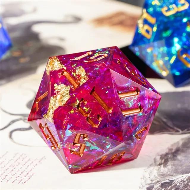 Candy in Black & Pink with White Foil Sharp Resin - D20 RPG Dice