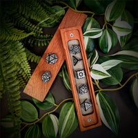Thumbnail for White Vines on Black Acrylic - 7pcs RPG Full Dice Set