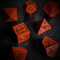 Thumbnail for 7pcs RPG Full Dice Set - Black Pattern on Red Resin