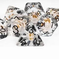 Thumbnail for 7pcs Dice Resin Filled Black Font Skull Clear