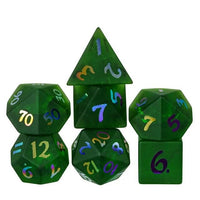 Thumbnail for Cracked & Frosted Green Glass - 7pcs RPG Dice Set