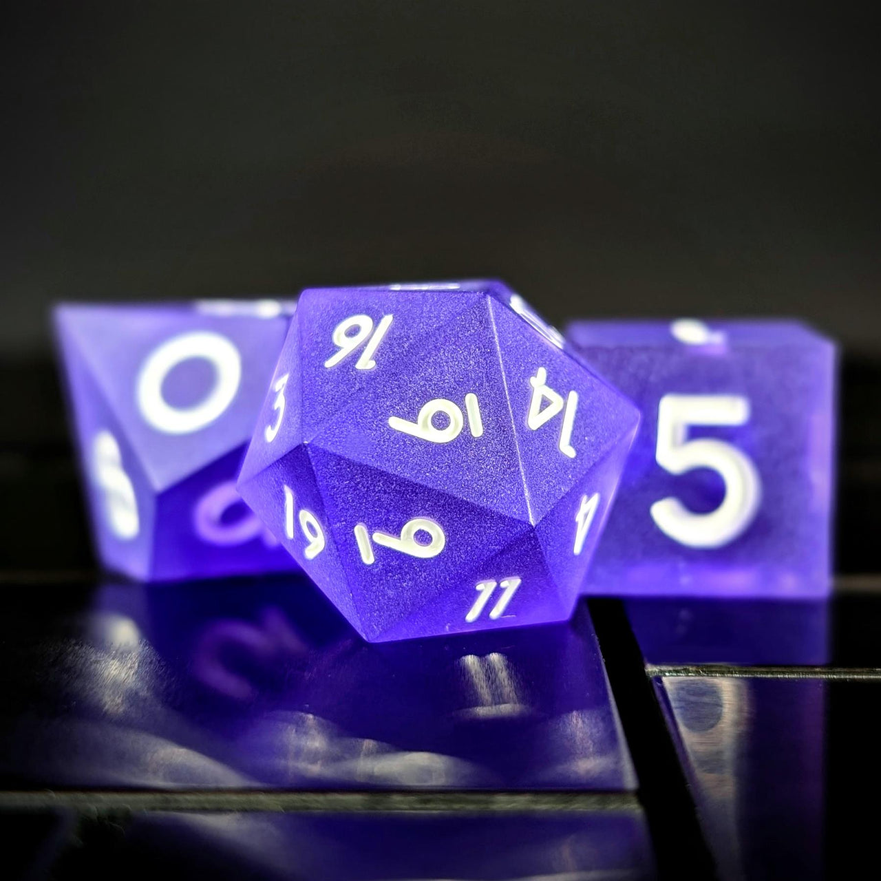 7pcs Dice Sharp Frosted Purple