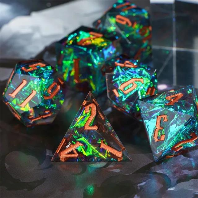 Candy in Blue & Green Sharp Resin - 7pcs RPG Dice Set