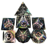 Thumbnail for Astrology on Clear with Candy Sharp Resin - 7pcs RPG Dice Set
