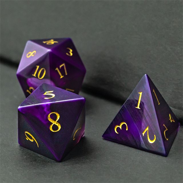 Purple Agate Gemstone - 7pcs RPG Dice Set