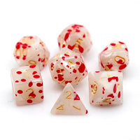 Thumbnail for 7pcs Dice Acrylic Splatter Gold Font Pearl White