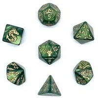 Thumbnail for Gold Dragon on Green Acrylic - 7pcs RPG Full Dice Set