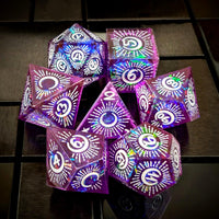 Thumbnail for Moon on Purple with White Swirl Sharp Resin - 7pcs RPG Dice Set