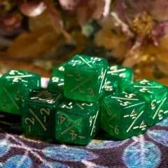 10pcs D6 12mm Dice Acrylic Gold Font Counter Numbers Green