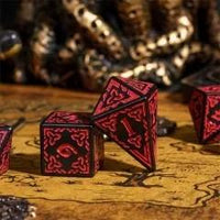Thumbnail for Red Celtic Knot on Black Acrylic - 7pcs RPG Full Dice Set