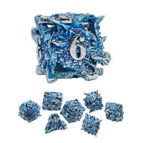 Thumbnail for 7pcs Dice Metal Hollow Dragons Head Nickel Font Blue