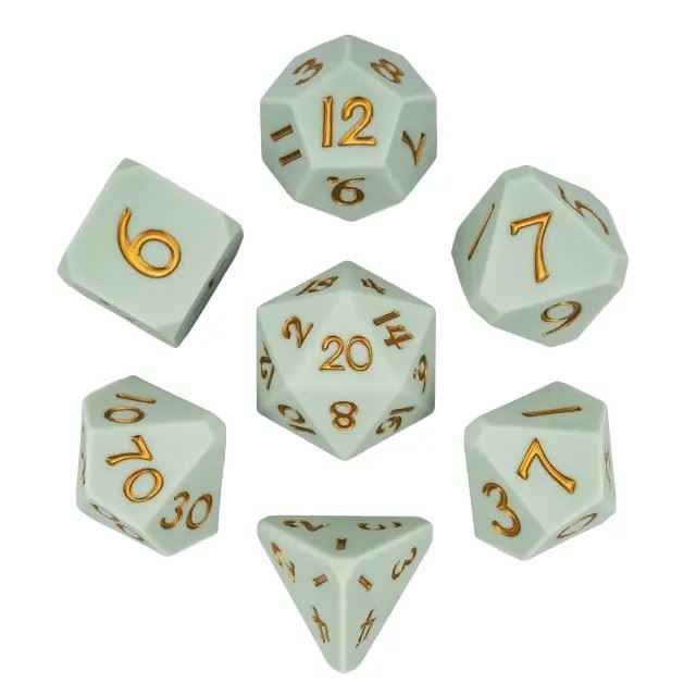 Gold on Solid Green Silicone - 7pcs RPG Full Dice Set