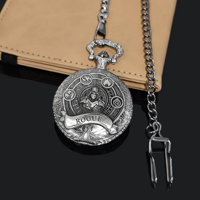 Roque on Silver Pocket Watch with Mini Dice - Pendant