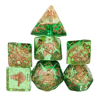 Thumbnail for Anchor in Clear & Green Resin - 7pcs RPG Full Dice Set