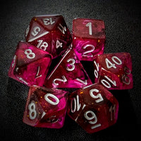 Thumbnail for Glitter in Magenta Resin - 7pcs RPG Full Dice Set