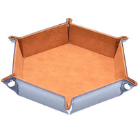 Thumbnail for Camel Velvet & Blue PU Leather - Hexagon Hard Dice Tray