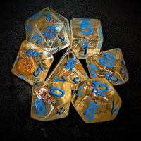 Thumbnail for Arrow in Clear & Orange Resin - 7pcs RPG Full Dice Set