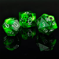 Thumbnail for Skull in Green Filled Sharp Resin - 7pcs RPG Dice Set